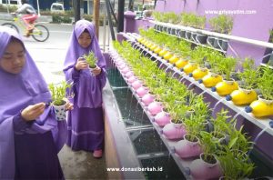 Mengisi Waktu Luang Anak Asuh Menanam Hidroponik Kangkung